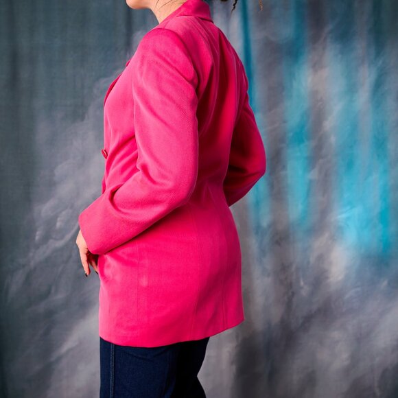 Vintage Ellen Tracy for Linda Allard 80's Hot Pink 100% Silk Blazer Jacket Size - Picture 11 of 12